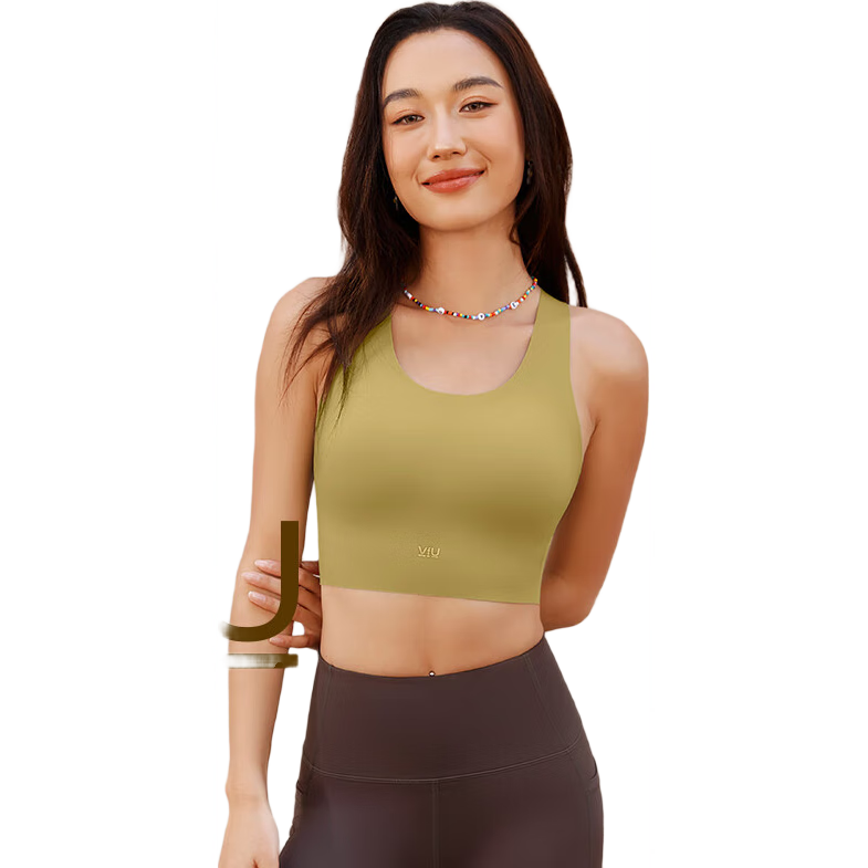 VFU Women's Sports Bra, Wearable, Versatile, Shockproof, Yoga Fitness Tank Top, Avocado Green, Size S