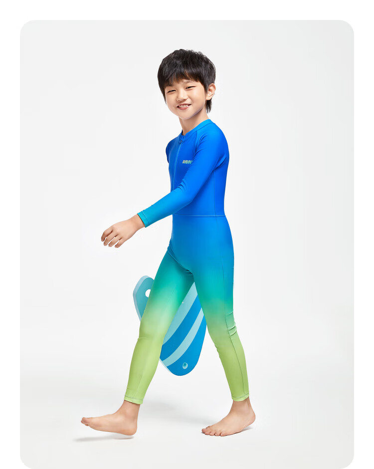 Annil Children's Clothing, Boys And Girls Long-Sleeve Long Pants One-Piece Swimsuit Set, Summer Elastic Water-Repellent Sun Protectio 6