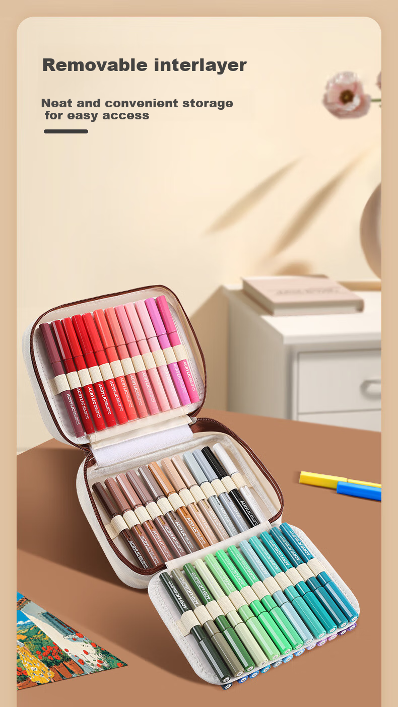 GRASP Direct Liquid Acrylic Markers, 36 Colors, Soft Tip, Skin-Friendly, Washable, Stackable Colors, Large Capacity Ink Control, Watercolor Pens, Instant Camera Paper, Graffiti 2
