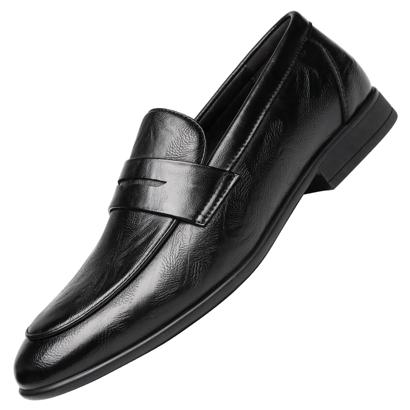 CARTELO British Slip-On Casual Leather Shoes for Men, Breathable Loafers, Business Low-Top Shoes for Men, K057 Black, Size 39