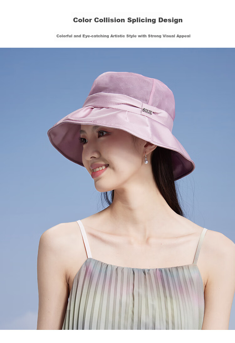 Shanghaigushi Silk Sun Hat for Women, Summer UV Protection, Mulberry Silk Hat, Birthday Gift for Mom Or Elders SSS24MZ20 Bean Paste Color 2