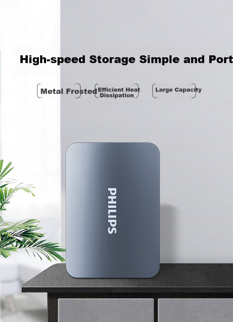 PHILIPS 1TB Portable Hard Drive, USB3.2Gen1 High-Speed Large Capacity 21PD Series, 2.5-Inch Computer Mechanical Hard Drive, Compatible with Mac, External Storage for Office And Home Use 1