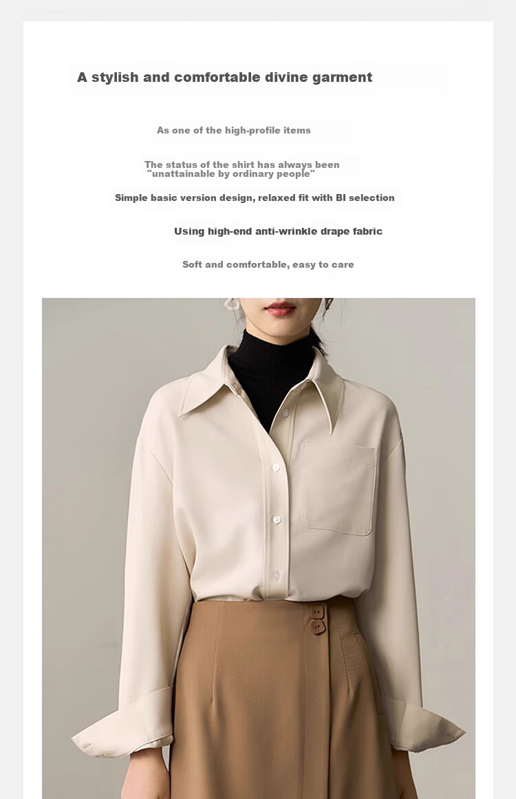 Bodexiaojie Off-White Layered Blouse for Women, Elegant Interview Commuter Top, Professional Suit Inner Wear Shirt 3