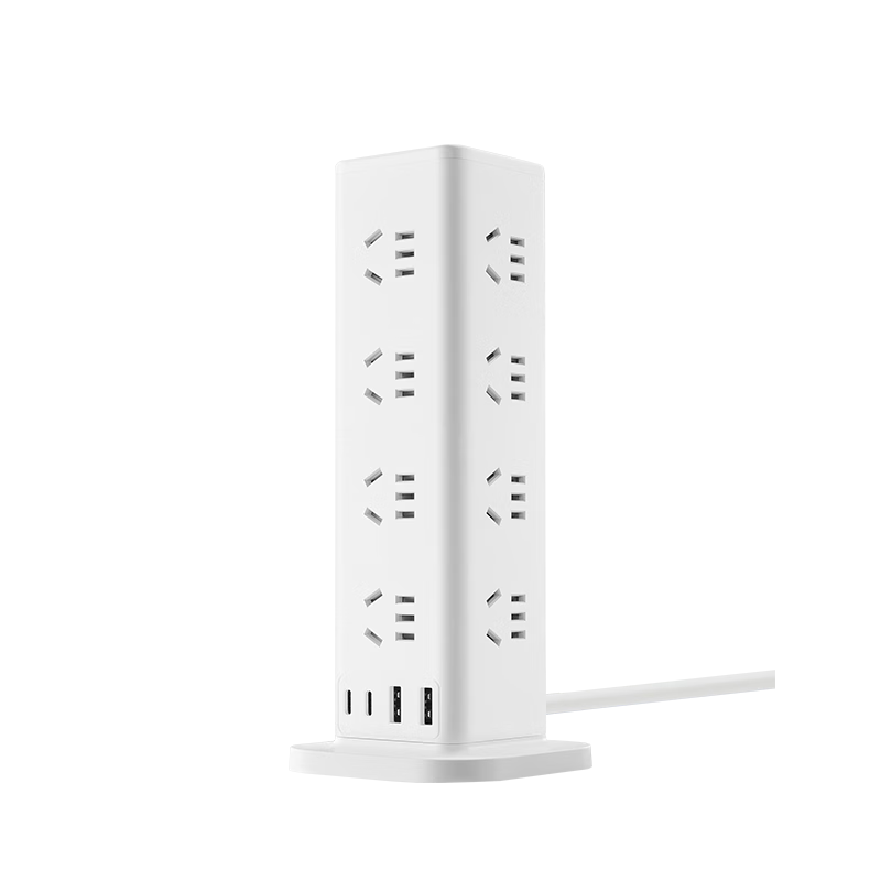 BULL Vertical USB Socket, Overload Protection Power Strip/power Board/power Bar/power Strip, 16 Outlets with Master Switch + 2A2C, Total Length 1.6 Meters, GNV-UL1016U, White