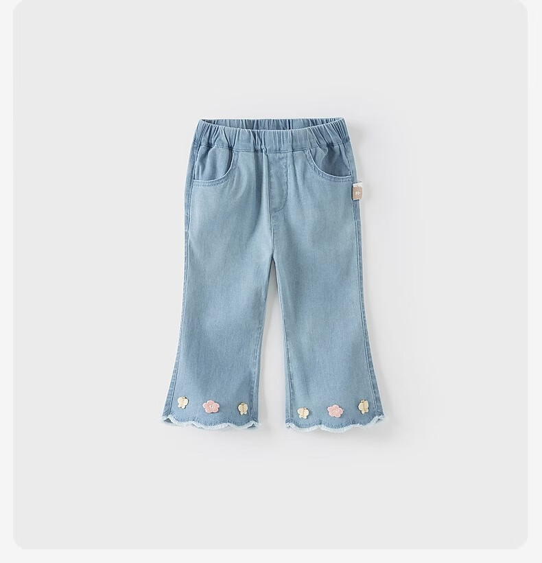 DAVE & BELLA Children's Jeans, Girls' Flared Pants, Cropped Pants, Baby Micro Flared Pants, Summer Trousers 2