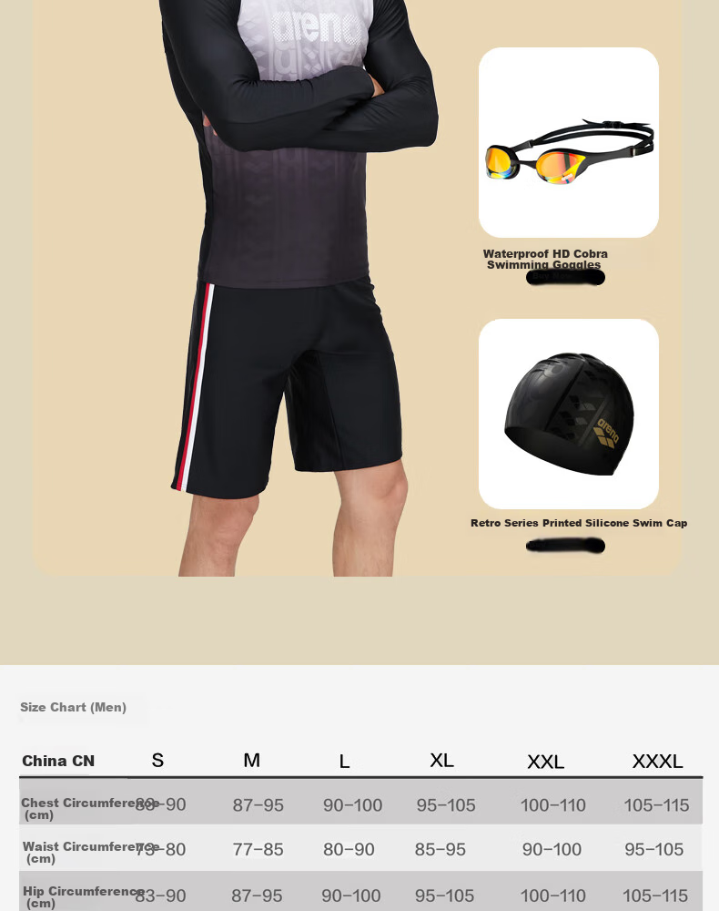 Arena Men's Swim Top, Long-Sleeve Sun Protection Casual Surfing High-Elastic Comfortable Gradient Print Conservative Gear 9
