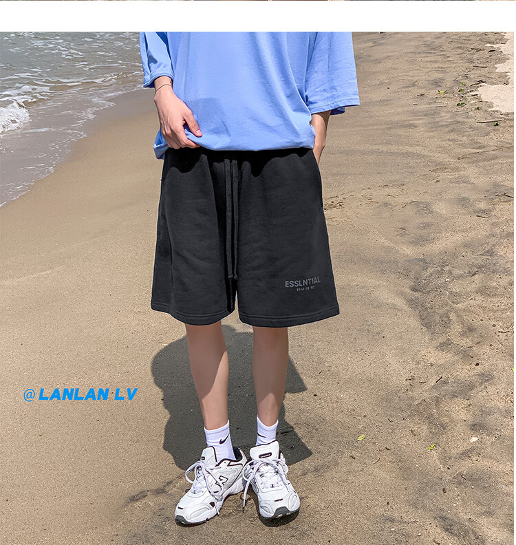 IZEXX Casual Shorts for Men, Summer Lightweight American High Street Loose Fit Sports Beach Shorts, Versatile IZ67 Gray M 10