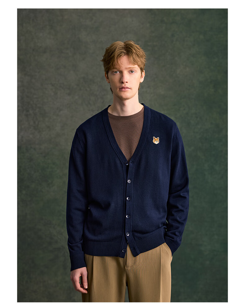 William Fox & Sons Wool Blend Fine Combed Knitted Yarn Classic Retro LOGO Little Fox Head Knitted Cardiga 11