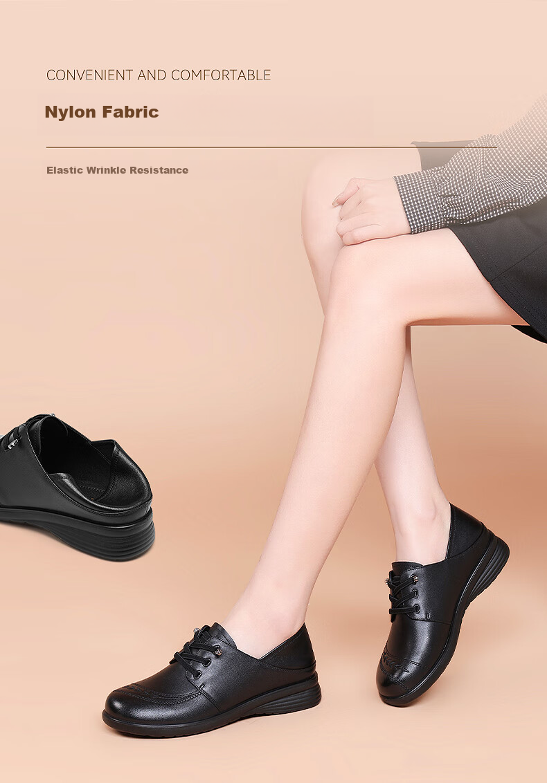 RED DRAGONFLY Women's Single Shoes, Cowhide Leather, Soft Sole, Middle-Aged Mom Shoes, Ladies Soft Leather Loafers, WTB152631, Black, Size 38 4