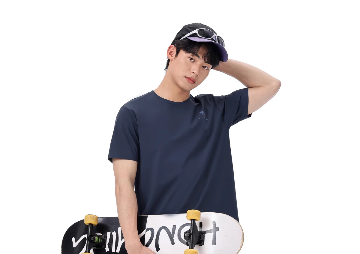 CAMEL Outdoor Quick-Dry T-Shirt for Men, Spring And Summer Short-Sleeve Round Neck Original Yarn Cool-Feeling Sun Protection Breathable Sweat-Absorbing Sports T-Shirt for Women, M 12