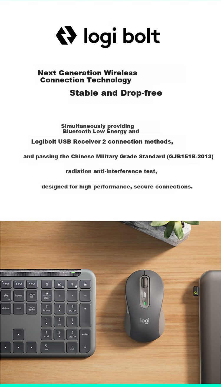 Logitech MK950 Wireless Bluetooth Keyboard And Mouse Combo, Ultra-Thin Quiet Dual-Mode Office Keyboard And Mouse Set, Premium Series Portable Keyboard And Mouse Set Commercial Version Black 7