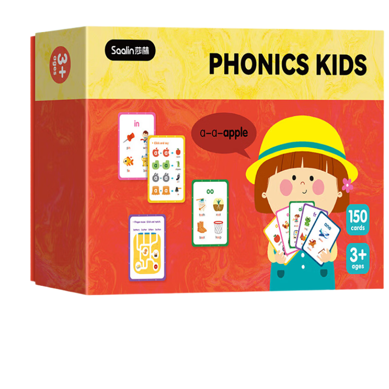 Shalin SAALIN English Enlightenment Natural Phonics Flashcards for Toddlers, Early Learning Vocabulary Cards Toy