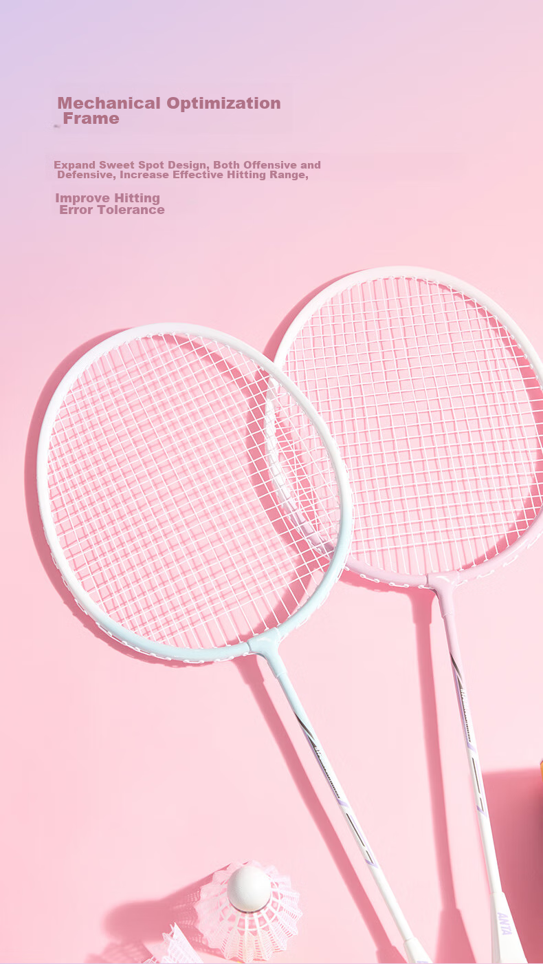 ANTA Badminton Racket Set for Men And Women, Durable Deep Groove Competition Double Racket with Nylon Shuttlecock And Grip Set 2