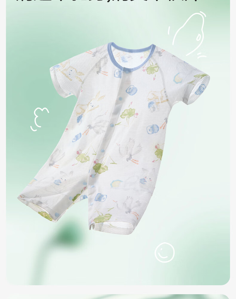 Shiyuejiejing Baby Romper, Summer Thin Short-Sleeve Pure Cotton Onesie Bodysuit Newborn Clothes Class A 5