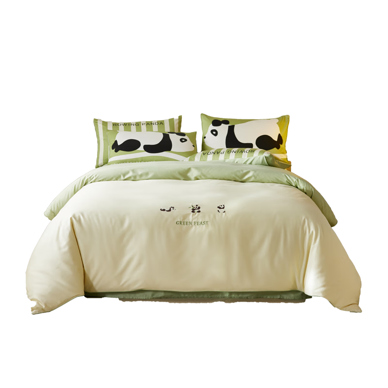 Dohia Pure Cotton Bedding Set, 60 Thread Count 100% Cotton Sateen Embroidered Bed Sheet, Duvet Cover, Pillowcases, Double Bed Linen Set for 1.8m Bed, 229*230cm