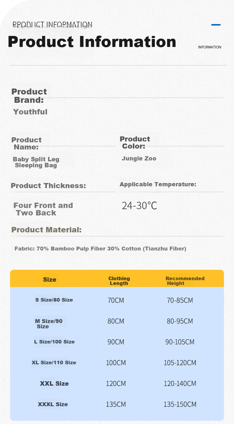 Tongyan Baby Sleeping Bag, Front 4 Back 2 Bamboo Cotton Gauze Split-Leg Pajamas, Children's Spring And Summer Anti-Kick Blanket, Mountain Camphor, Size 110 3