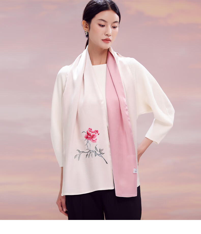 Hangsilk Road Mulberry Silk Scarf and Suzhou Embroidery Brooch Set Birthday Gift Box for Women Mother's Day High-End Gift 9
