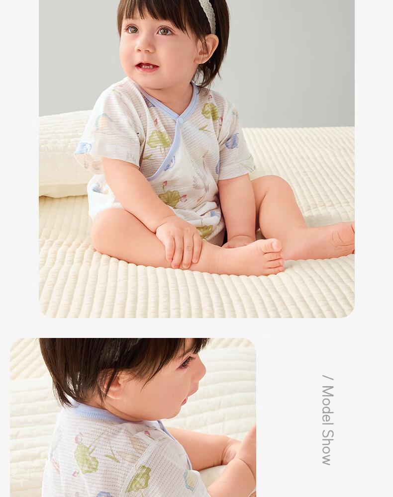 Shiyuejiejing Baby Romper, Summer Thin Style, Infant Onesie, Newborn Pure Cotton Mesh Short-Sleeve A-Class Bodysuit 18