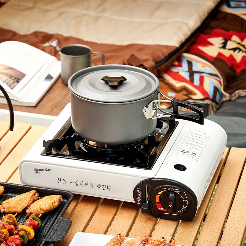Suncojia Portable Gas Stove, Camping Stove, Butane Stove, Outdoor Cooking Equipment, Elegant White