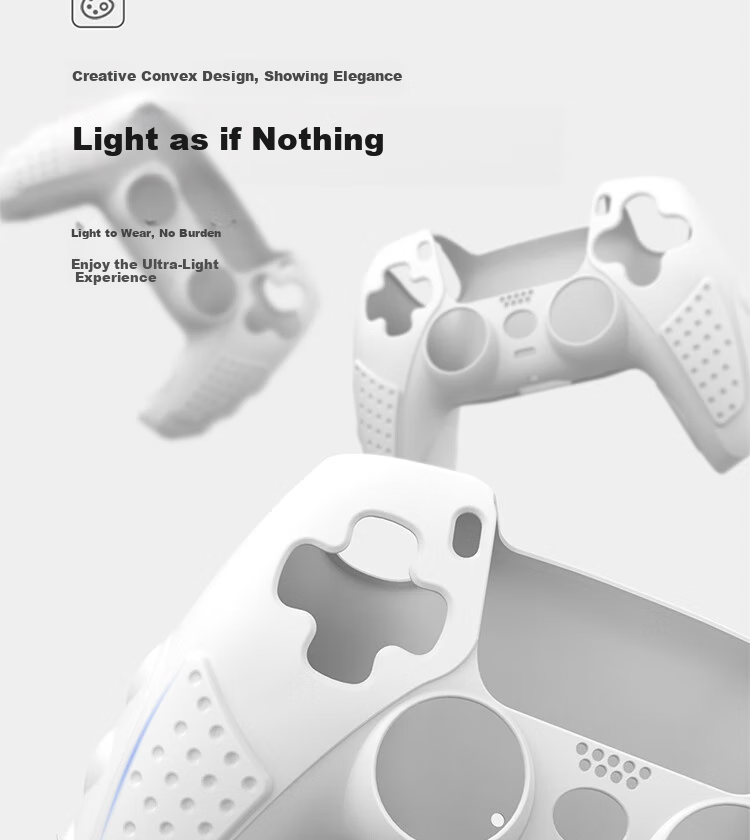 Liangzhi Sony PS5 Controller Silicone Protective Case, PlayStation Controller Silicone Cover, Anti-Slip, Sweat-Proof, Shockproof, Scratch-Resistant Protective Shell, White, PS5 Gaming Accessories L427 6