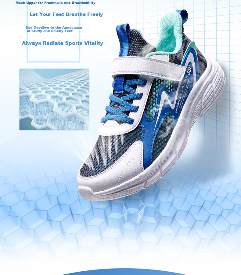 361° Children's Shoes, Kids' Running Shoes Summer 2026, Boys And Girls Breathable Shock-Absorbing Lightweight Soft Cushioning School Sports Shoes, White Size 37 7