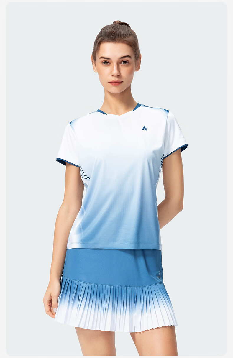 KAWASAKI Badminton Sports T-Shirt Quick-Dry Sweat-Absorbing Breathable Men's Competition Training Jersey C1043 Flash Blue M 2