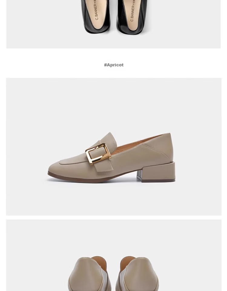 C.BANNER Women's Loafers, Fashionable Slip-On Shoes, Comfortable Leather Shoes, Peas Shoes A22405858 Beige 37 13