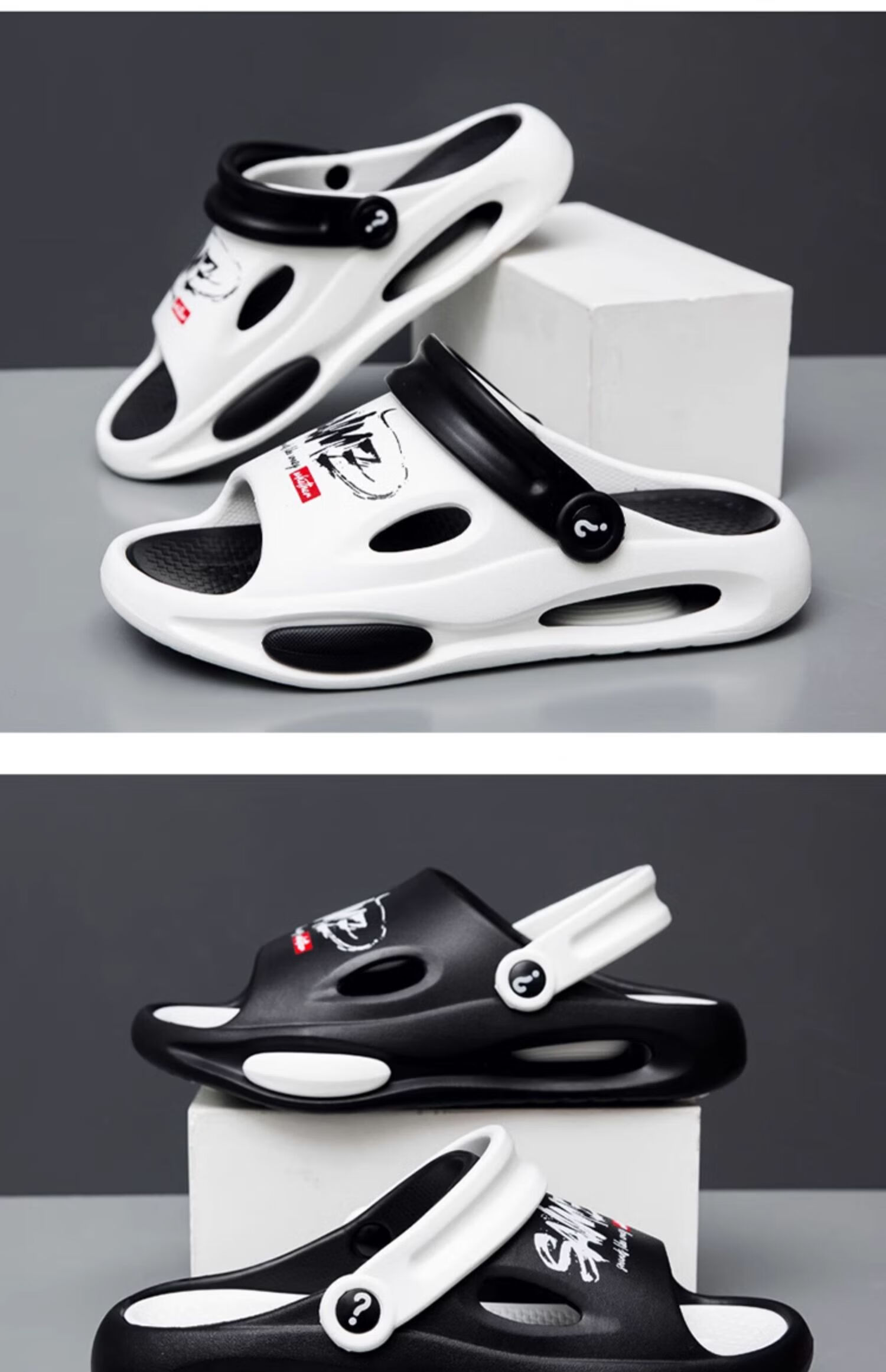 Yuzhaolin Men's Outdoor Sandals Hollow Shoes Trendy Letter Beach Slippers Driving Flip Flops YL515 White 42-43 10