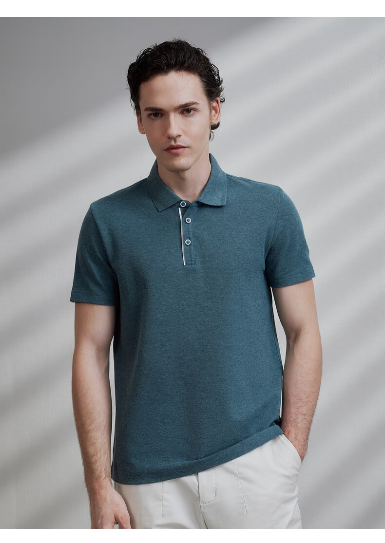 G2000 Men's Spring Summer Casual Versatile Short Sleeve Polo Shirt in Teal Blue [Pique Cotton Skin-Friendly Mall Edition] 14