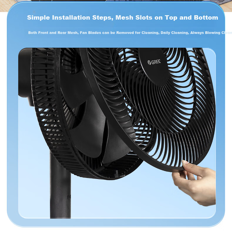 GREE Electric Fan, Energy-Saving Floor Fan for Home Use, Large Air Volume Standing Fan for Students, Living Room And Dormitory, Mechanical Quiet Electric Fan FD-35X65h7 Black Upgraded Versio 12