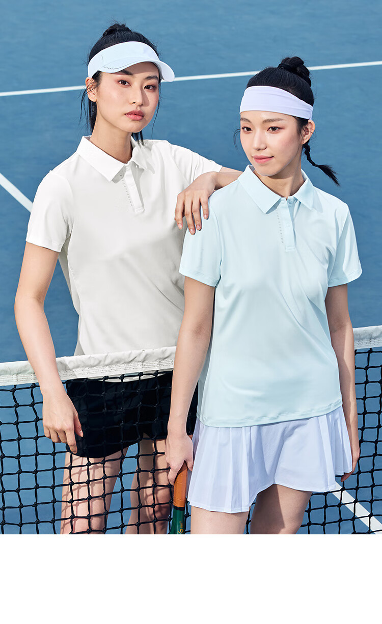 XTEP Women's Quick-Dry Short Sleeve Polo Shirt Summer Training Badminton Yoga Sports Top with Set-In Shoulder and Turn-Down Collar 13
