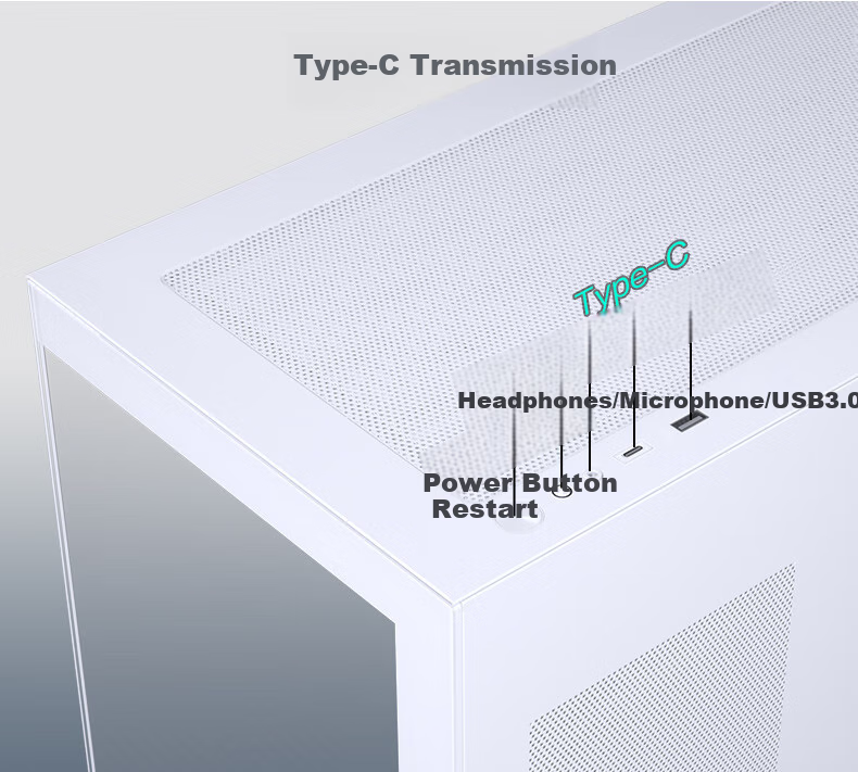 PHANTEKS XT523 View White Seaside View Tempered Glass Full-View ATX Motherboard Case for Desktop Computer (Side ARGB Light Strip/360mm Water Cooling Support/Type-C) 9