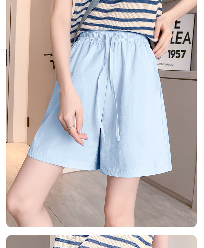 Huili Sports Shorts for Women Summer 2026 Latest Style Thin High-Waist Slimming Mid-Length Pants Ice Silk Cool Sun Protection Casual Pants 1