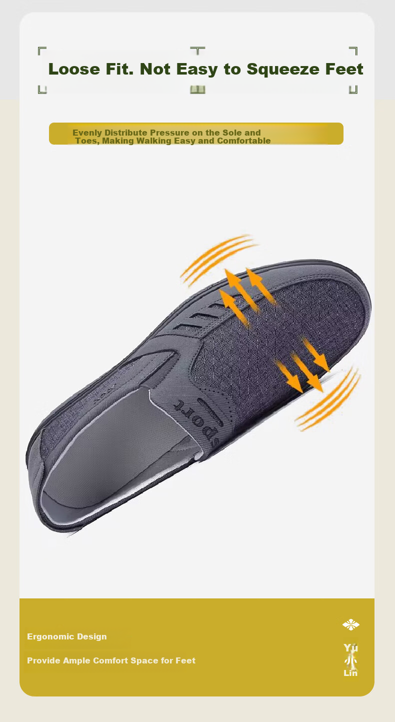 YUZHAOLIN Casual Shoes, Traditional Beijing Cloth Shoes, Slip-On for Middle-Aged And Elderly Fathers, Work Shoes, Men's Shoes, Loafers Y1S-1007 Size 39 5