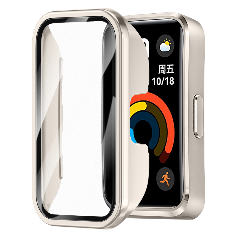 Binghong Protective Case And Screen Protector for Huawei Band 10 9 8, HD Clear Shockproof Full Coverage Integrated Case And Screen Protector, NFC Version for 8th/9th Generation, Lightweight Transparent for Men And Women [Long-Lasting Non-Yellowing] - Cangshan Gray