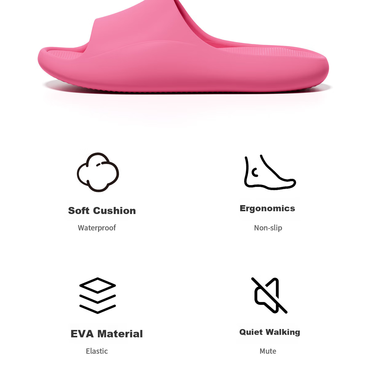TZLDN Women's Slippers, Summer Indoor Non-Slip Home Bathroom Squishy EVA Sandals for Outdoor Wear, Midnight Black, Size 44-45 3