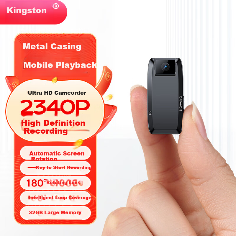 Yescool A8 Camera, 32GB Action Camera, 1080P Professional HD, One-Touch Recording And Photography, Audio And Video Recording Device, Long Standby Time, Large Capacity, for Meetings, Training, Negotiations, Evidence Collectio