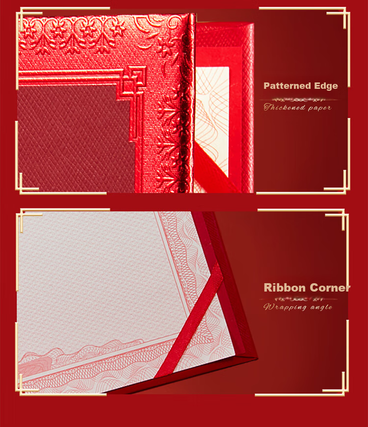 Kingdee Honorary Certificate 6K/10 Pieces, Red Glossy Award Certificate, Exquisite Gold-Stamped Honorary Certificate, Graduation Certificate, Customizable 4