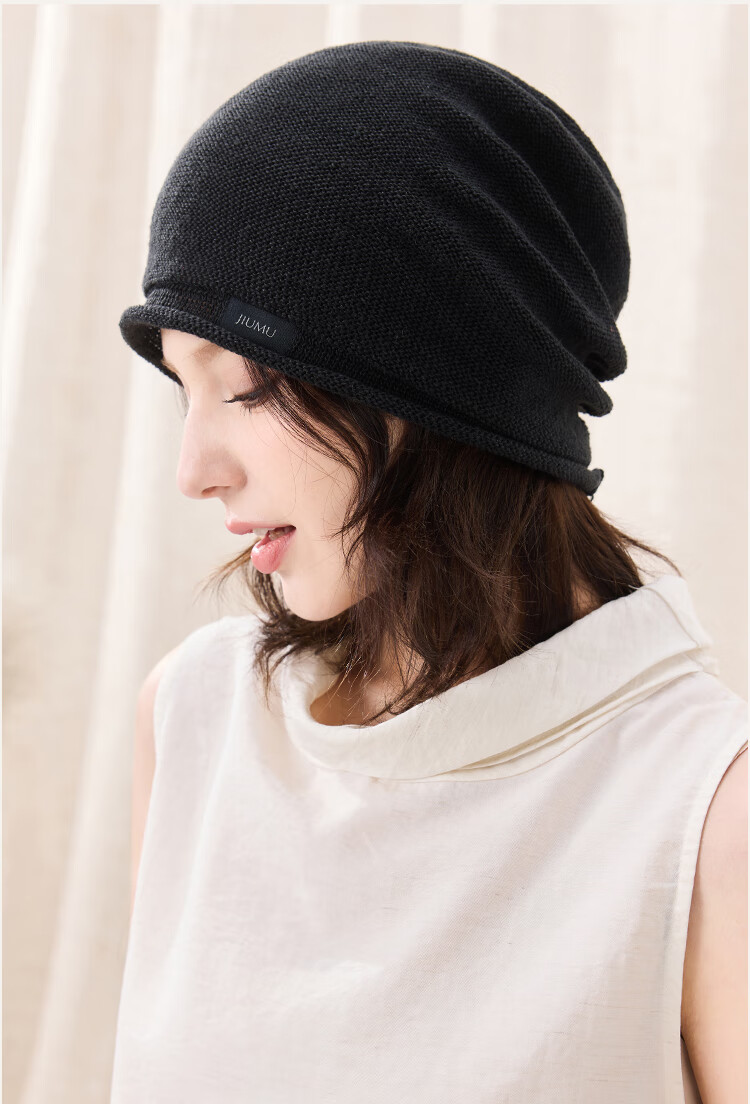 JIUMU Linen Hat Unisex Headwrap Cold Weather Thin Summer Knit Beanie Warm Air Conditioning Cap Maternity Sleep Cap 12