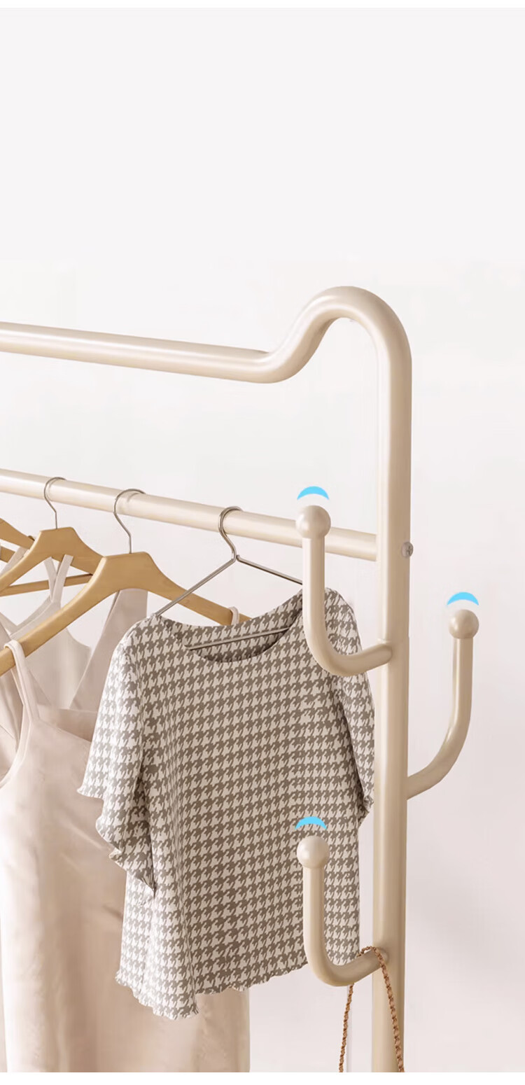 Yupin Floor-Standing Coat Rack, Movable Clothes Hanger And Storage Rack, YJ137, Cream White, 120cm 7
