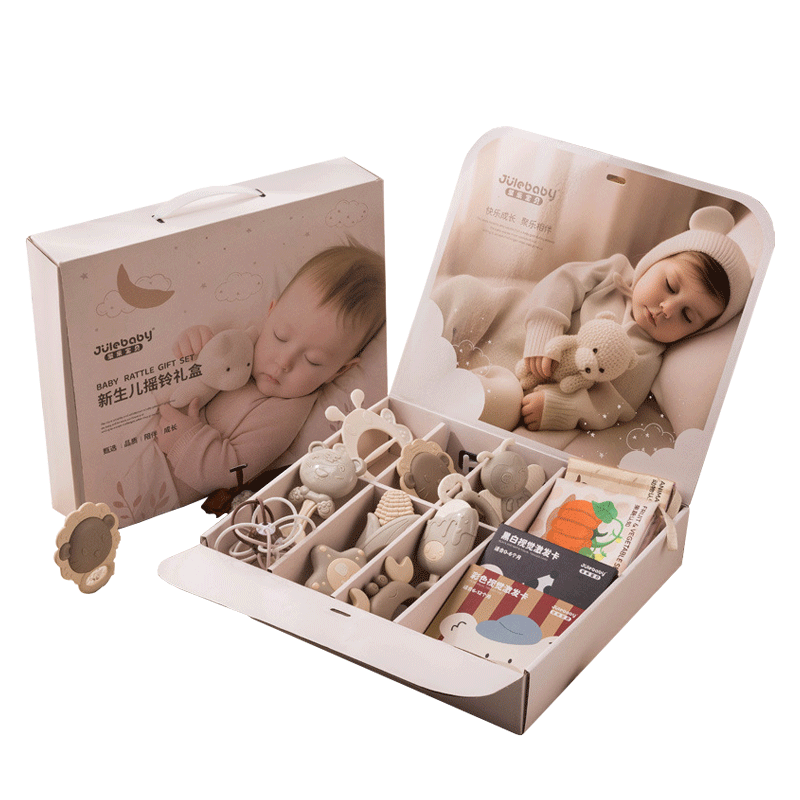 Guanchao Baby Toys, 0-1 Year Old Early Education Black And White Card Cloth Book, Chewable Teether, Rattle, Newborn Birthday Gift for Boys