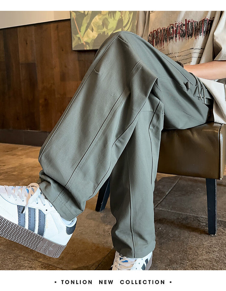 TonLion 2025 Summer Men's Loose Straight-Leg Casual Trousers, Cargo Pants 3