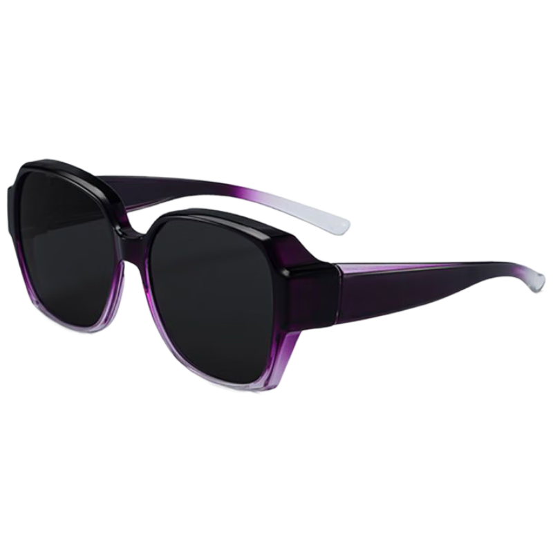 Boshide Sunglasses Clip-On, Sunglasses, Clip-On Myopia Glasses, Driving Polarized Sunglasses, Black And Purple Frame with Polarized Lenses