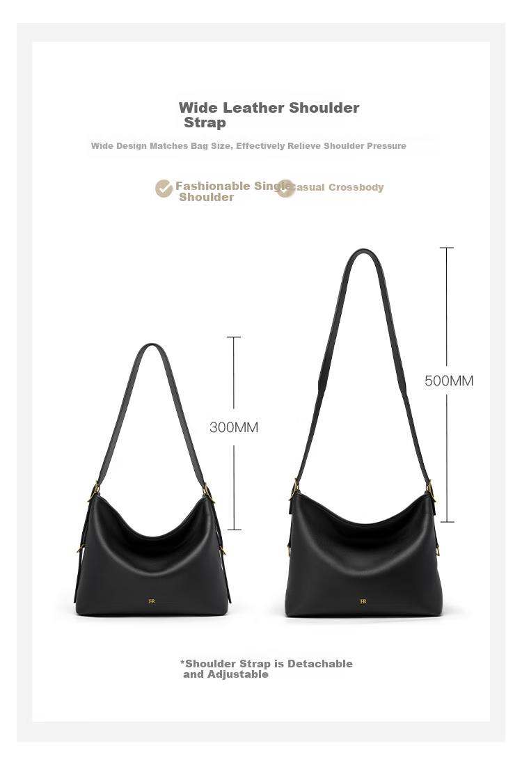 HR Handbag, Women's Large Capacity Tote Bag, Hobo Bag, Top-Grain Leather Shoulder Crossbody Bag, Birthday Gift 11