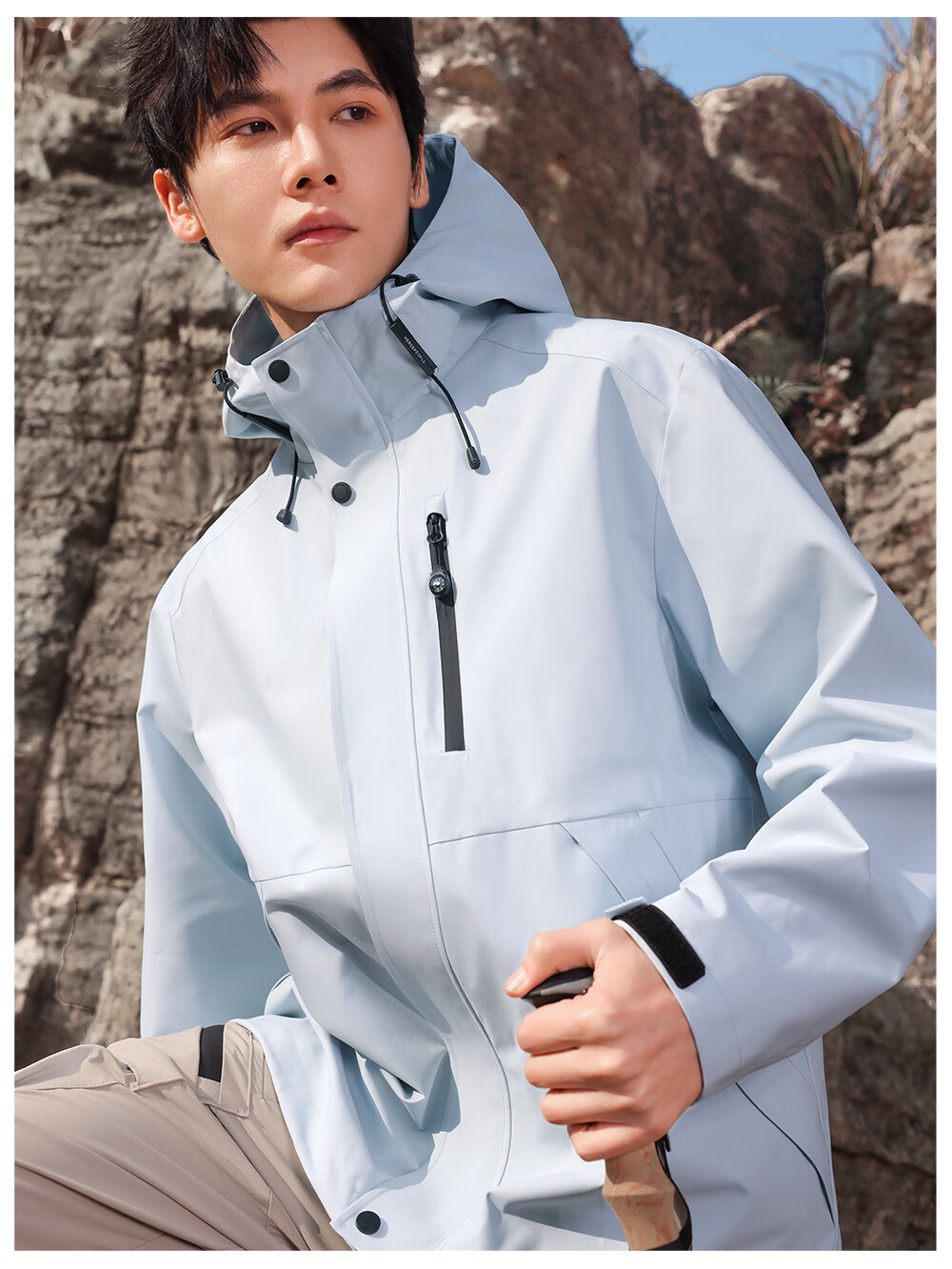 HERDE PEOPLE Muhuangzhe Spring And Autumn Unisex Functional Windproof And Waterproof Outdoor Sports Mountaineering Jacket, Glacier Blue, Size S 1