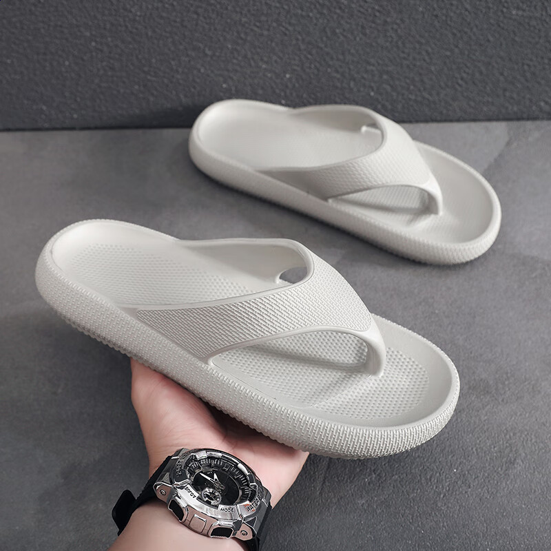 Guoluofi Unisex Summer Casual Non-Slip Outdoor Flip Flops Trendy Toe Post Beach Sandals Khaki Size 45-46
