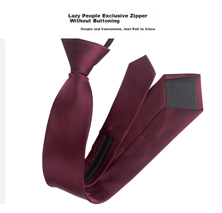 GLO-STORY Women's Short Tie, Preppy Style Necktie, 6cm Formal Business Zipper No-Tie Tie, Mid-Autumn Festival Gift 3