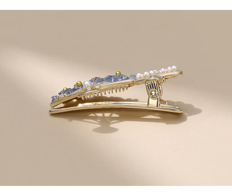 CHIMERA Vintage Style Double Fan Rhinestone Hair Clip Pearl Duckbill Clip Side Bang Clip Hairpin 6.1 Children's Day Gift 7