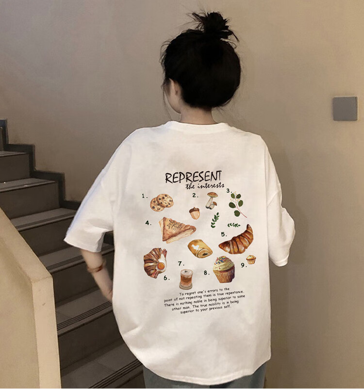 TonLion 2025 Summer Women's Crew Neck Back Graphic Short Sleeve T-Shirt 2