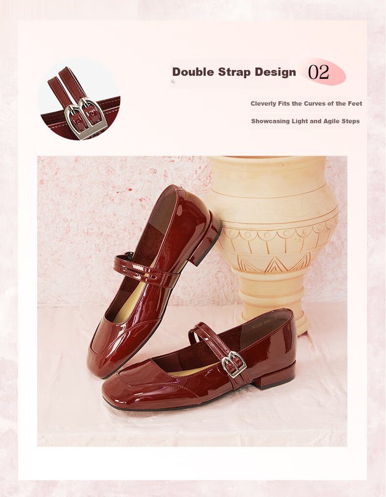 BASTO [Qiao Xin Same Style] Monet Garden 26 Autumn Beautiful Red Mary Jane Shoes, Women's Flats, Wedding Shoes 18